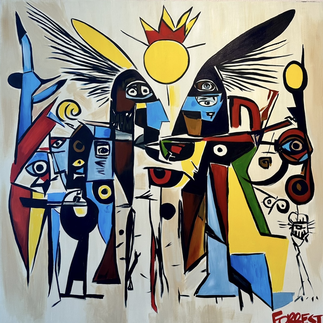 Cammino al Sole — Acrylic on canvas, 48 x 48 in by Ashley Forrest