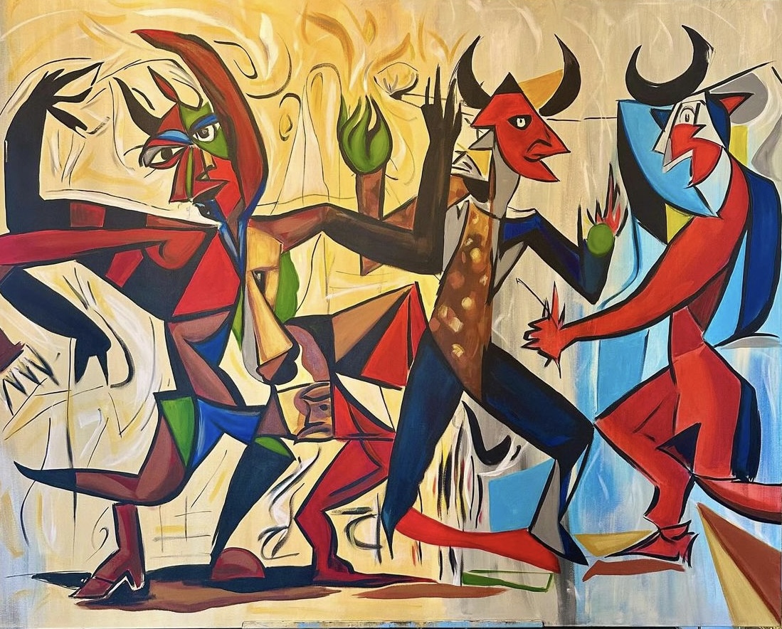 Dance with the Devils — Acrylic on canvas, 60 x 48 in by Ashley Forrest