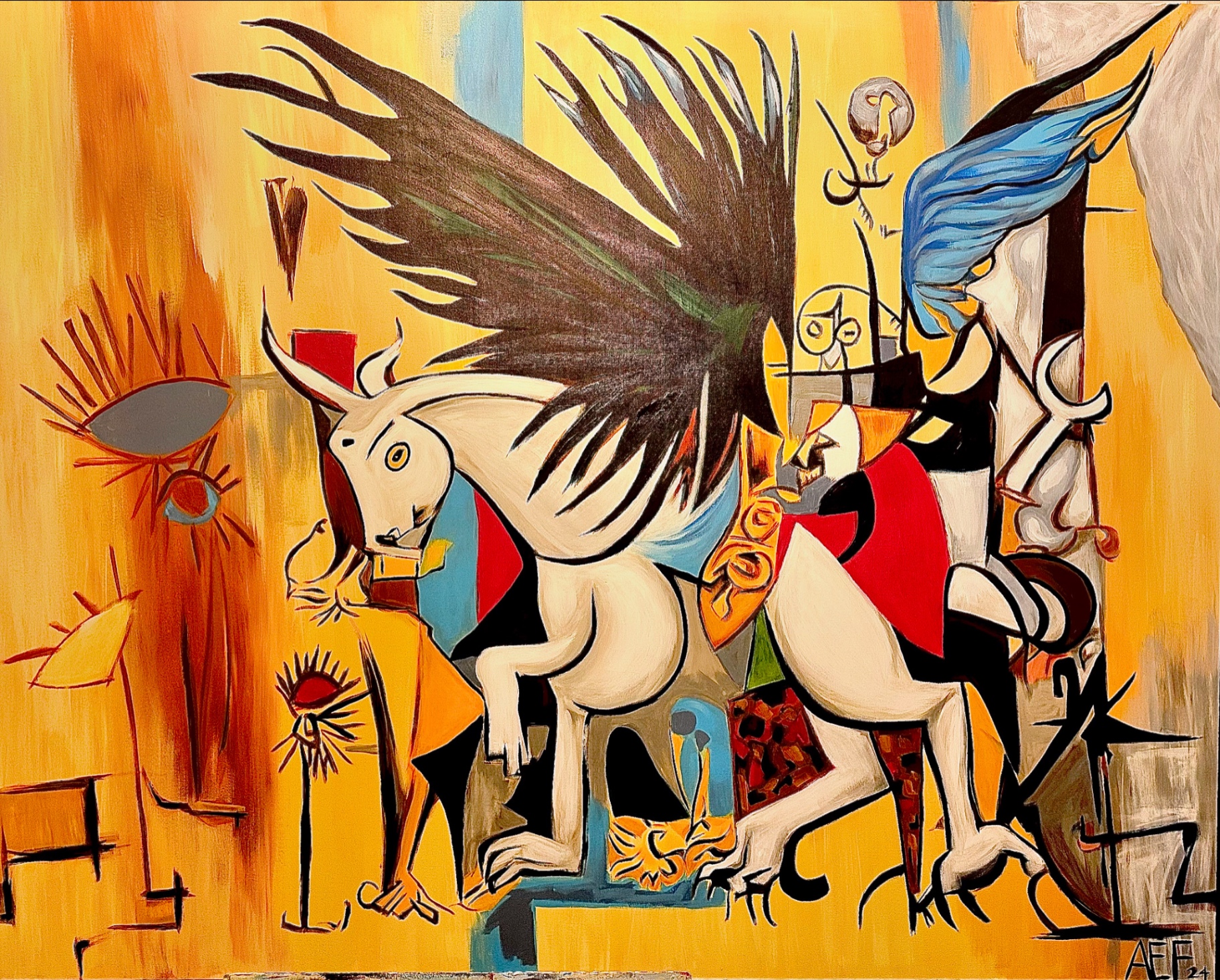 Death on a White Horse — Acrylic on canvas, 60 x 48 in by Ashley Forrest