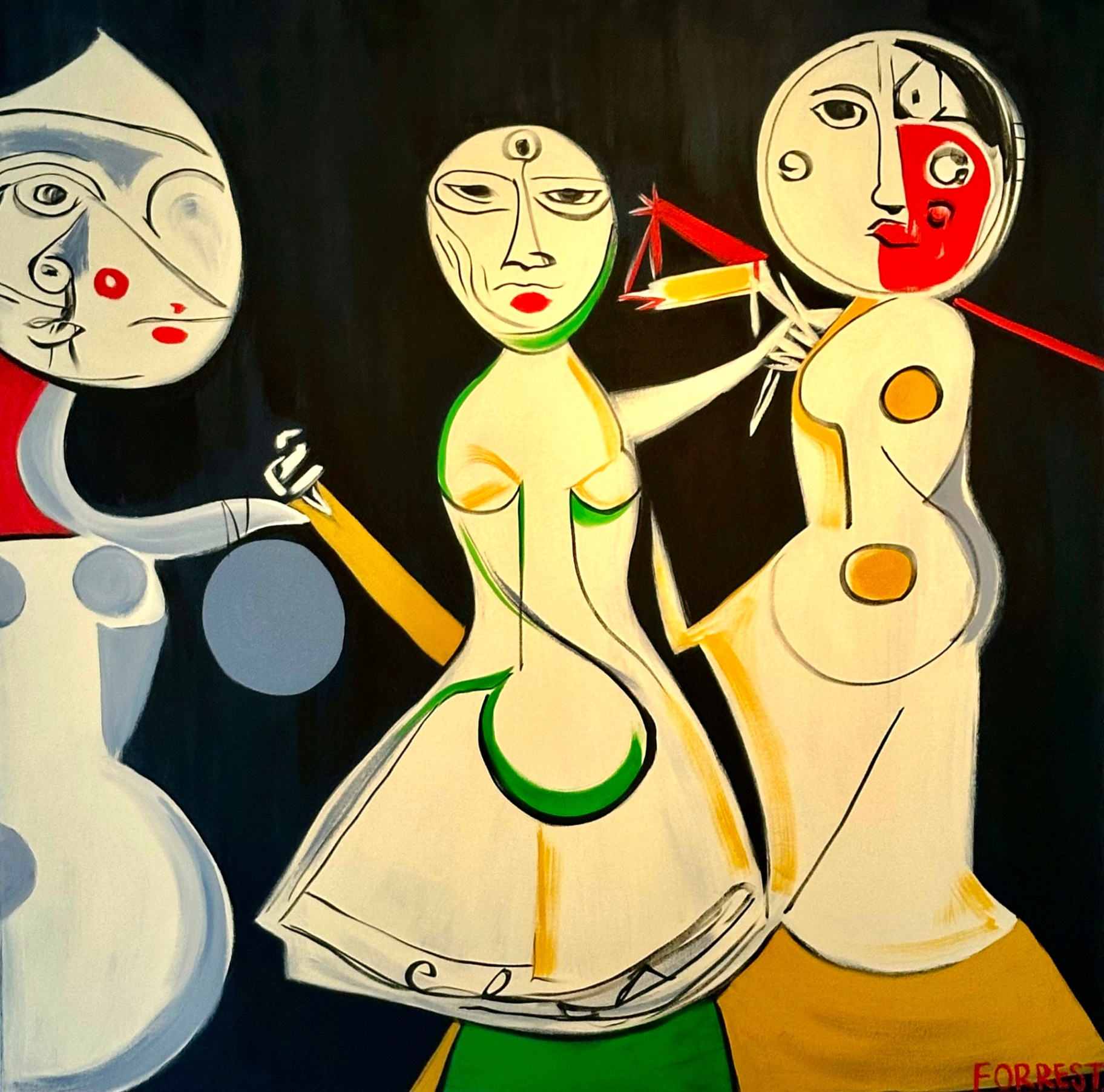 Russian Dolls — Acrylic on canvas, 48 x 48 in by Ashley Forrest