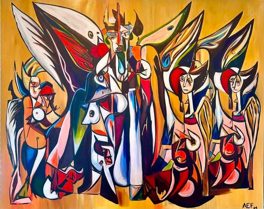 Seems like Angels — Acrylic on canvas, 60 x 48 in by Ashley Forrest